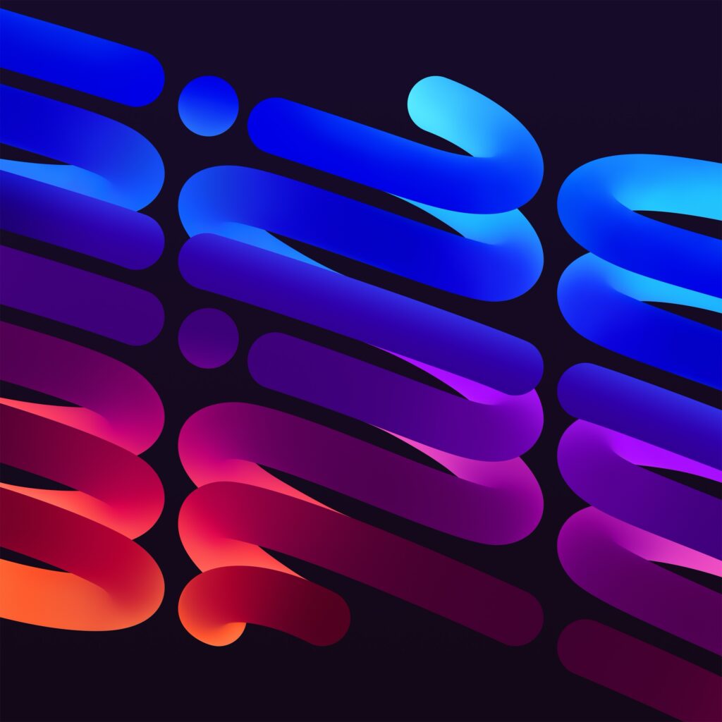 Vibrant iPad Mini 7 Wallpaper: Flowing Blue, Purple & Red Ribbons