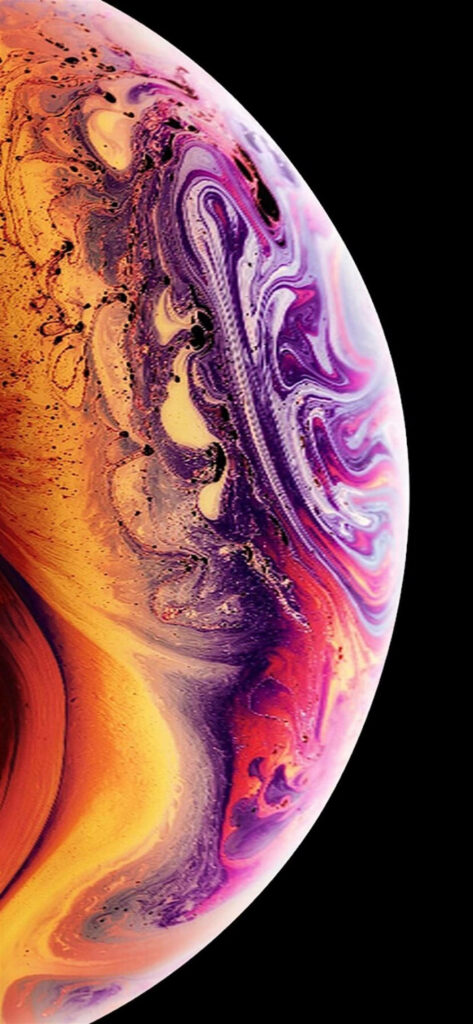 Striking Purple, Yellow & Orange Planet iPhone 11 Wallpaper Design