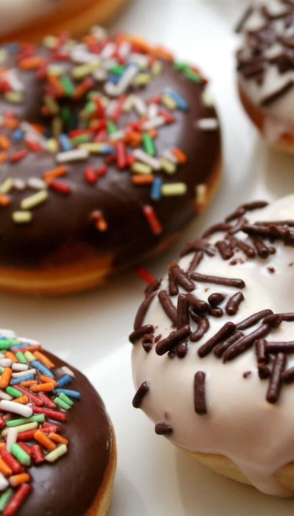 Delicious Chocolate-Covered Donuts Wallpaper for Food Lovers