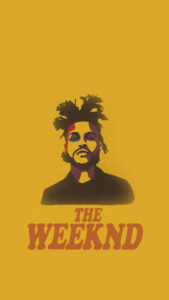 Colorful The Weeknd iPhone Wallpaper: Retro Font on Bold Yellow