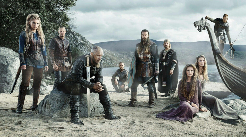 The Mighty Vikings Strike a Pose on the Beach - A Stunning Wallpaper!