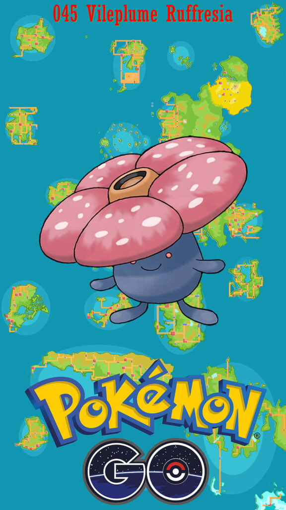 Vileplume Pokémon Wallpaper: Map Design & Pokémon GO Logo