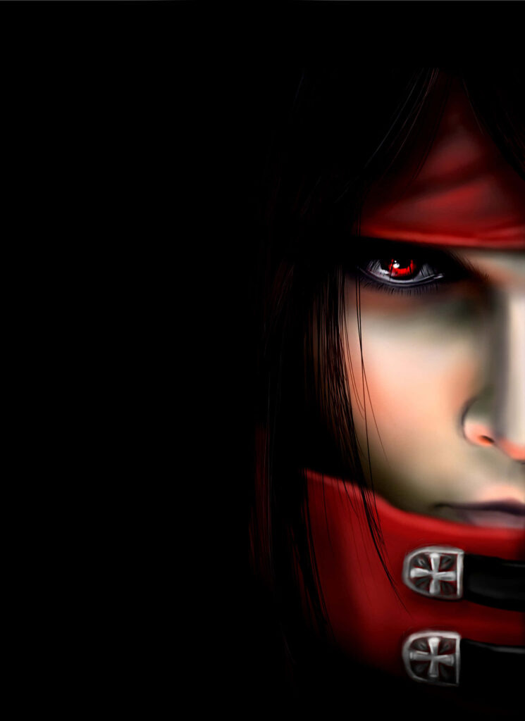 Vincent Valentine Close-Up: Captivating Dark Wallpaper Illustration