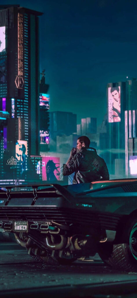 Cyberpunk 2077's Vincent Immersed in Futuristic Urban Vibes: A Captivating Game Visual Wallpaper