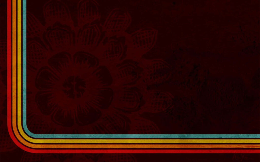Vintage 70s Maroon Floral Wallpaper with Retro Stripes | Nostalgic Background
