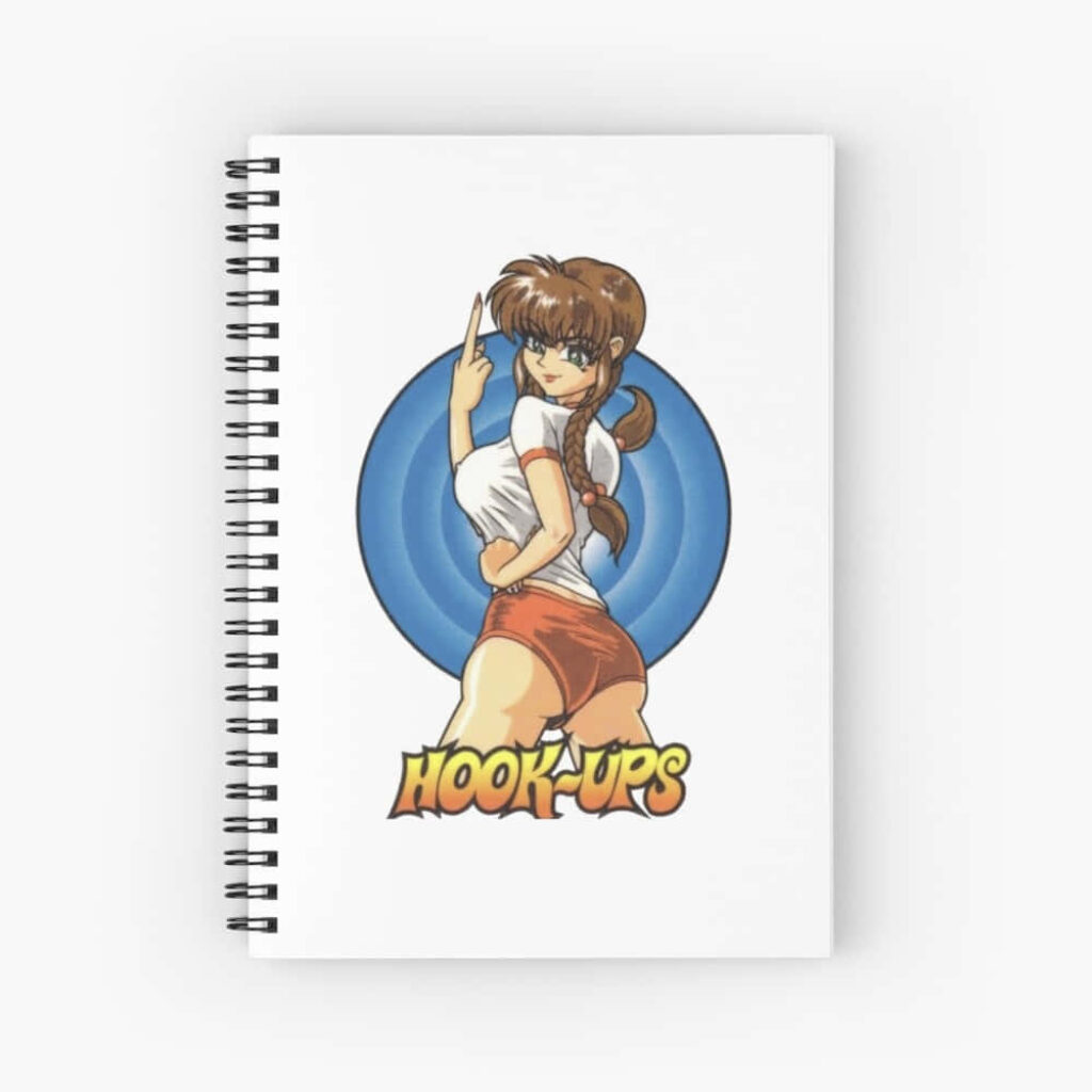 Vintage Anime Wallpaper with Retro Female Character & Hook-Ups Logo