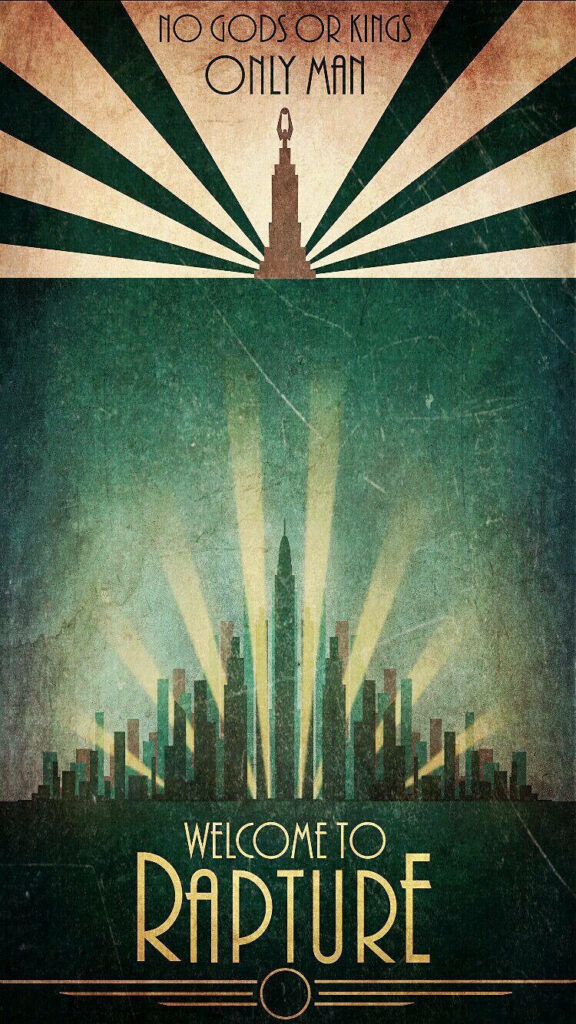 Vintage BioShock Rapture Wallpaper: Art Deco Underwater Cityscape