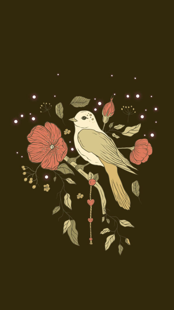 Charming Vintage Bird Floral Wallpaper Design - Soft Colors & Detail