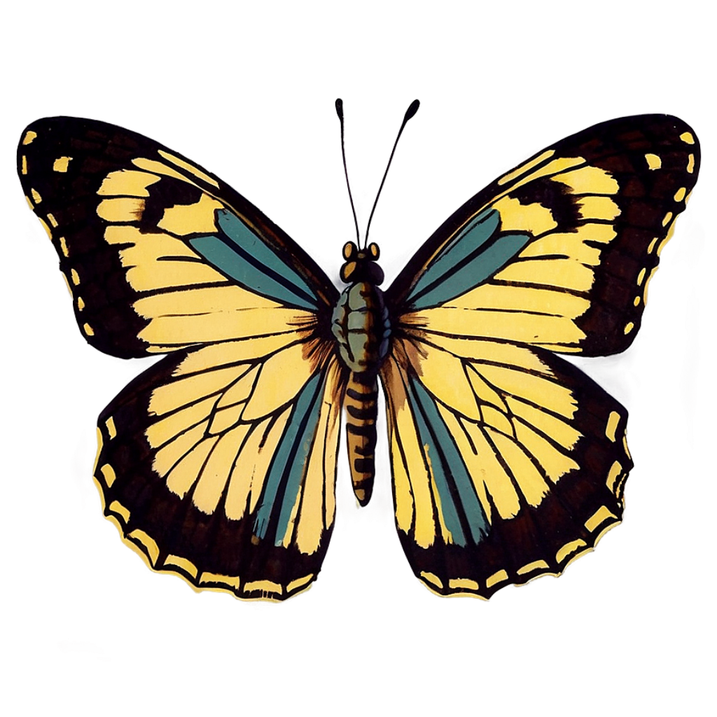 Vintage Butterfly Drawing: Intricate Patterns in Vibrant Hues - Wallpaper