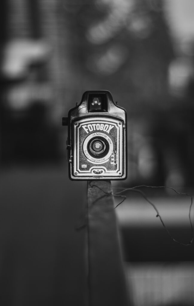 Vintage Camera Wallpaper: Elegant Black and White Design