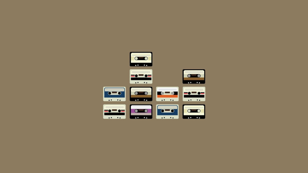 Vintage Cassette Tapes in a Vertical Stacked Pattern: A Subtle and Chic Desktop Background Wallpaper