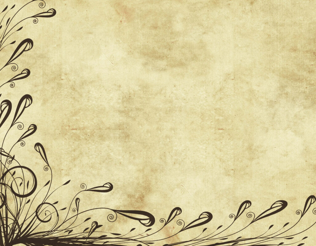 Vintage Charm: Beige Paper Canvas with Delicate Black Plant Illustrations Wallpaper