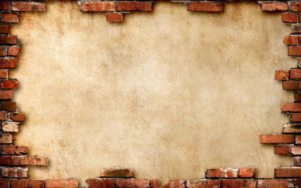 Vintage Inspiration: Captivating Brick Frame Transcends Time with Old Paper Background Wallpaper