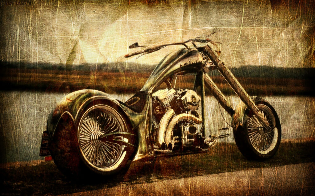 Vintage Chopper Motorcycle Wallpaper: Rustic Retro Aesthetic