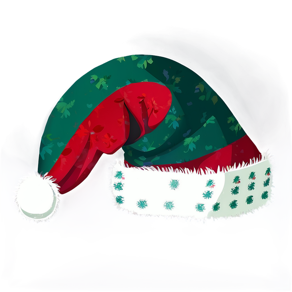 Vintage Christmas Hat Wallpaper: Festive Red & Green Design