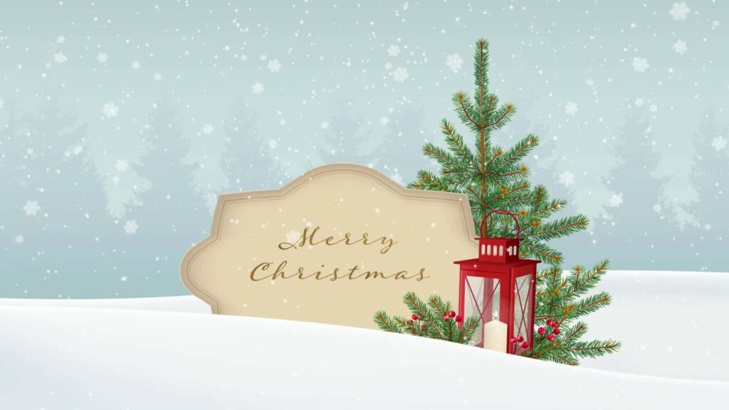 Classic Christmas Wallpaper: Snowy Landscape & Vintage Lantern Background