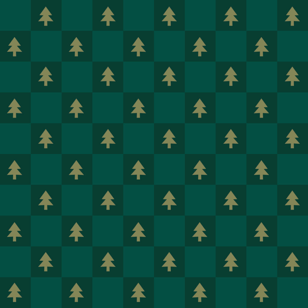 Vintage Christmas Tree Checkered Wallpaper - Nostalgic Holiday Background