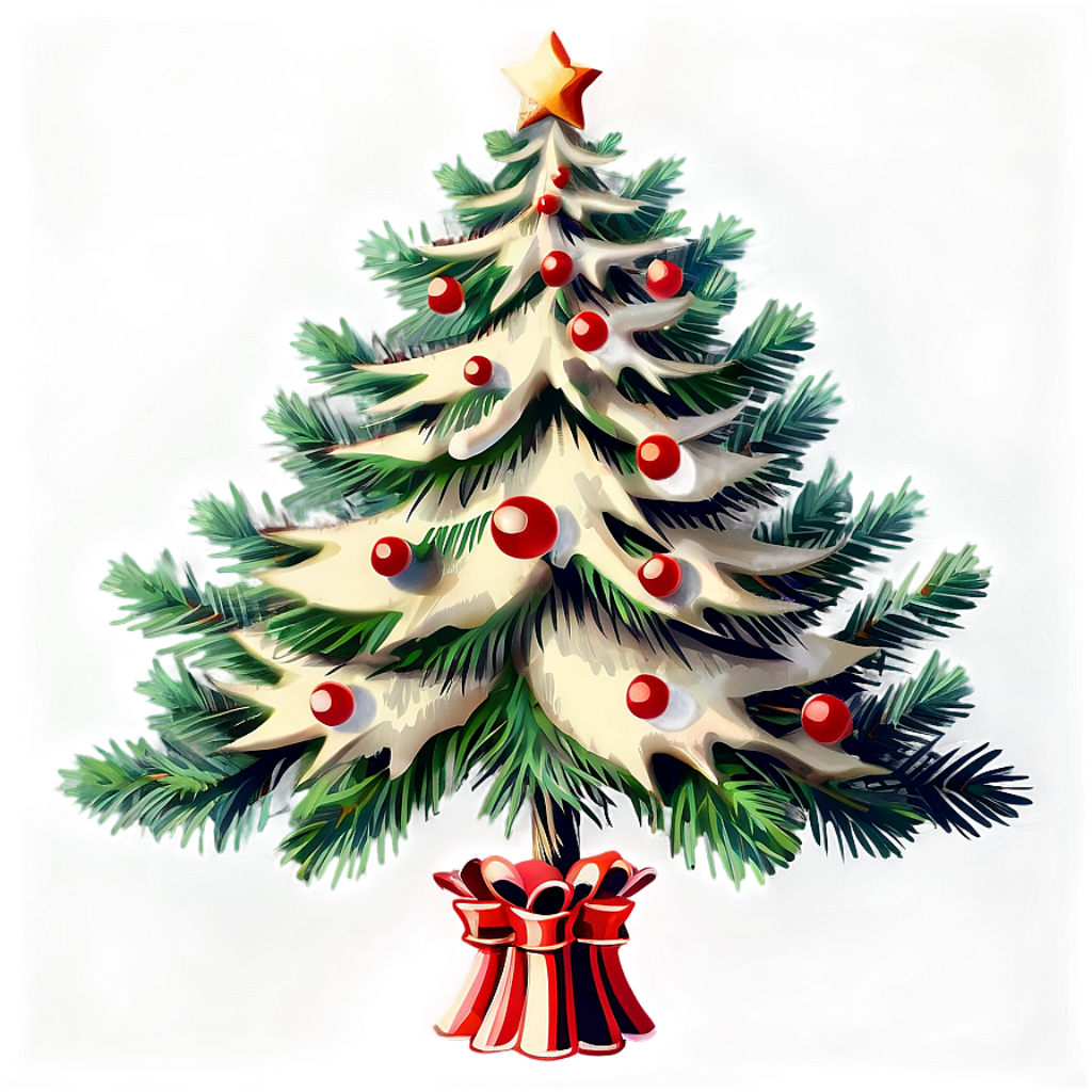 Vintage Christmas Tree Wallpaper: Classic Red Baubles & Gifts
