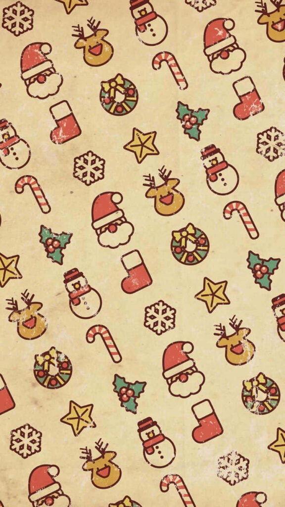Vintage Christmas Wallpaper: Hand-Drawn Icons & Cozy Holiday Decor