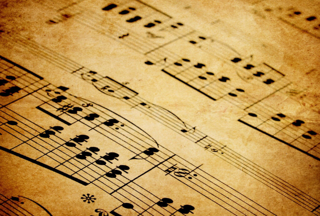 Vintage Classical Music Wallpaper Background with Intricate Notes