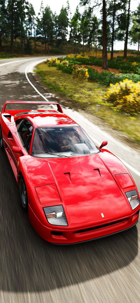 Revving through the Streets: Vintage Ferrari Takes the Spotlight in Daylight Wallpaper