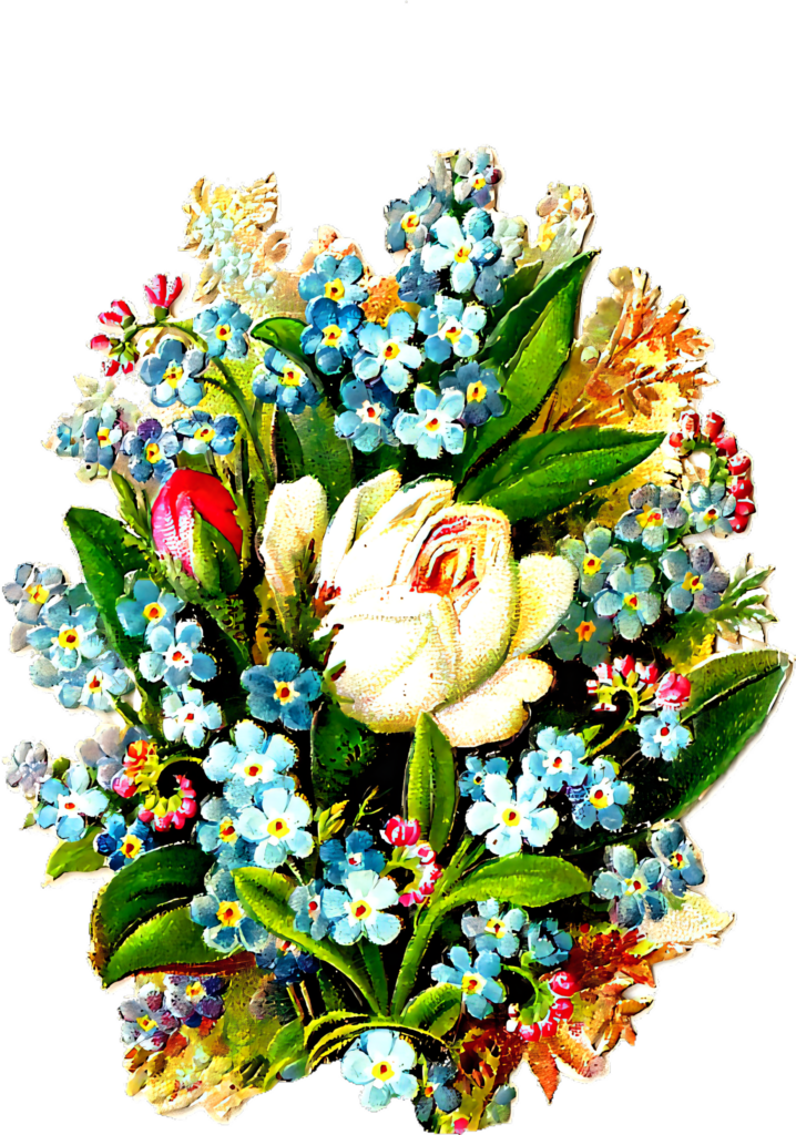 Vintage Floral Bouquet Wallpaper: Vibrant Roses & Forget-Me-Nots
