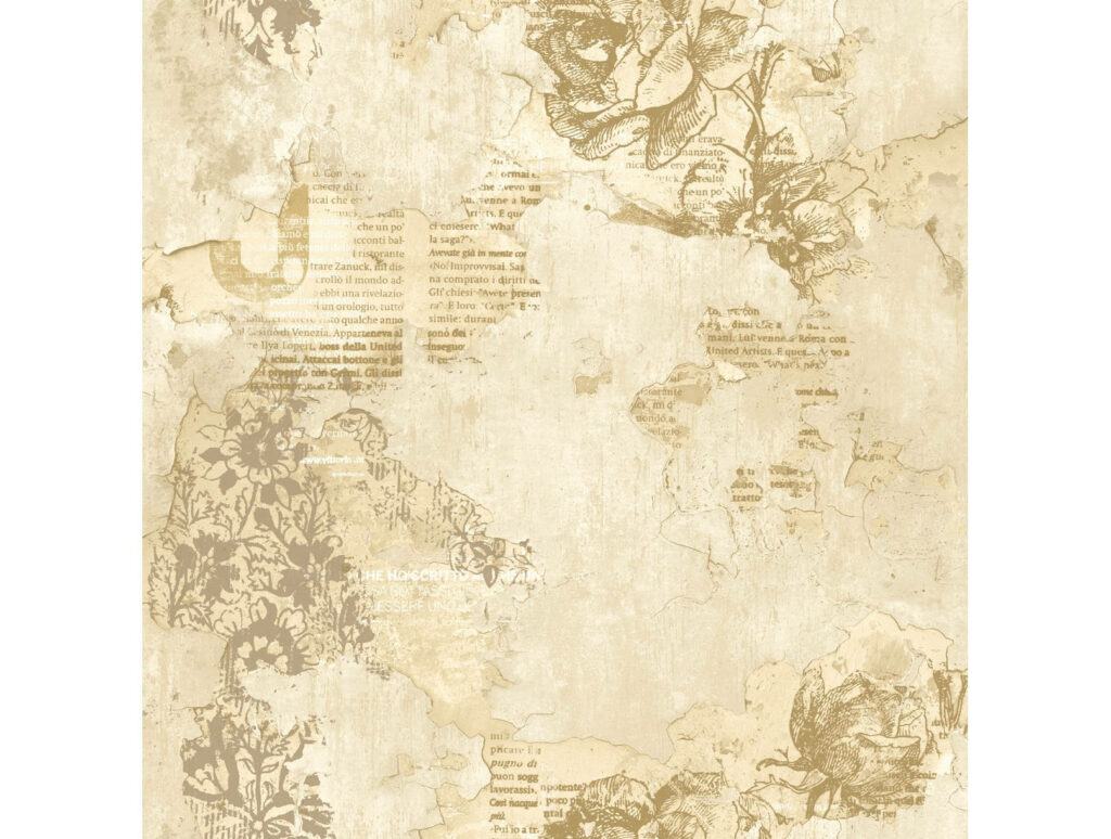 Vintage Elegance: Flourishing Floral Script Wallpaper on Light Brown Background