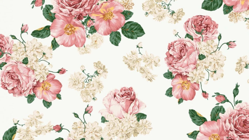 Charming Floral Wallpaper: Vintage Roses in Pink & Cream Design