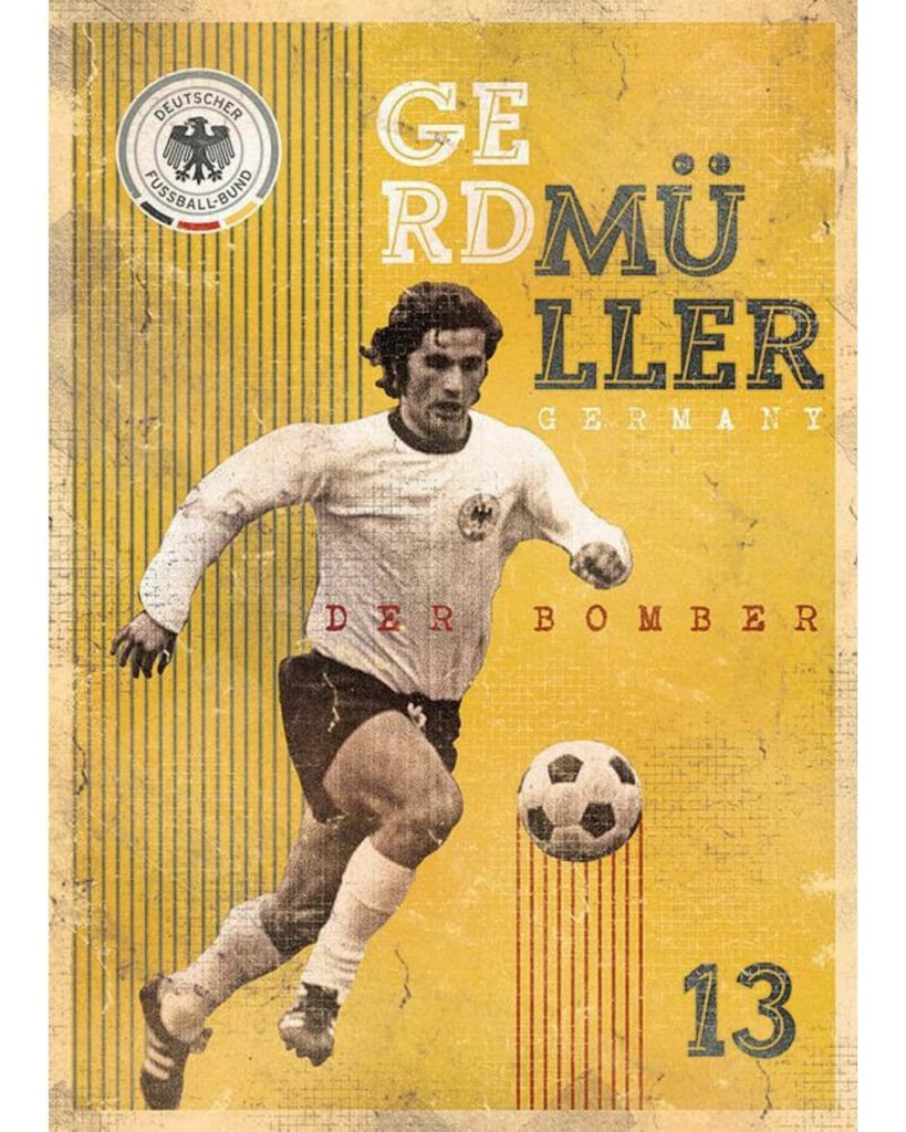 Vintage Gerd Müller Germany football wallpaper with DFB logo and number 13 tribute design