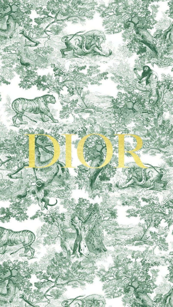 Gilded Vintage: Dior's Designer Logo Takes Center Stage on Retro Wallpaper