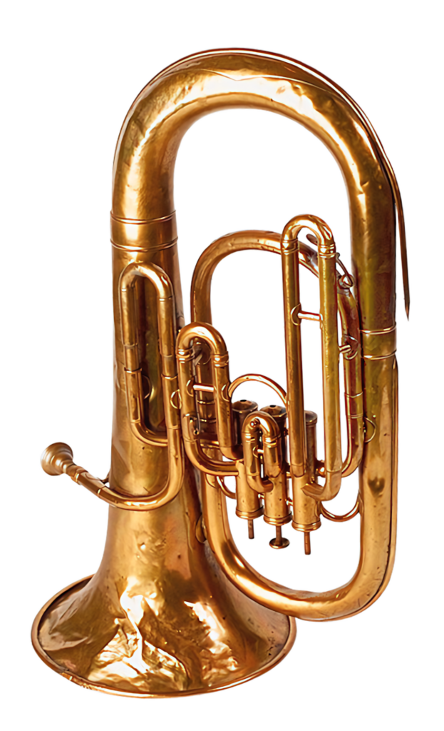 Vintage Gold Tuba Wallpaper: Intricate Design & Shiny Brass Finish