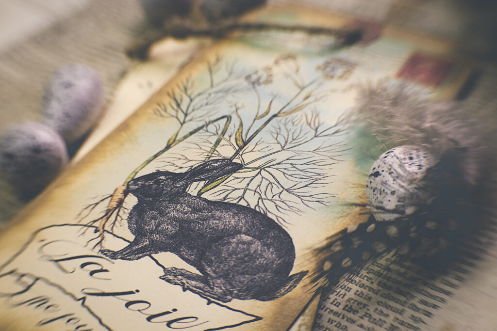 Vintage Hare Wallpaper: Rustic Easter Design with Earthy Tones