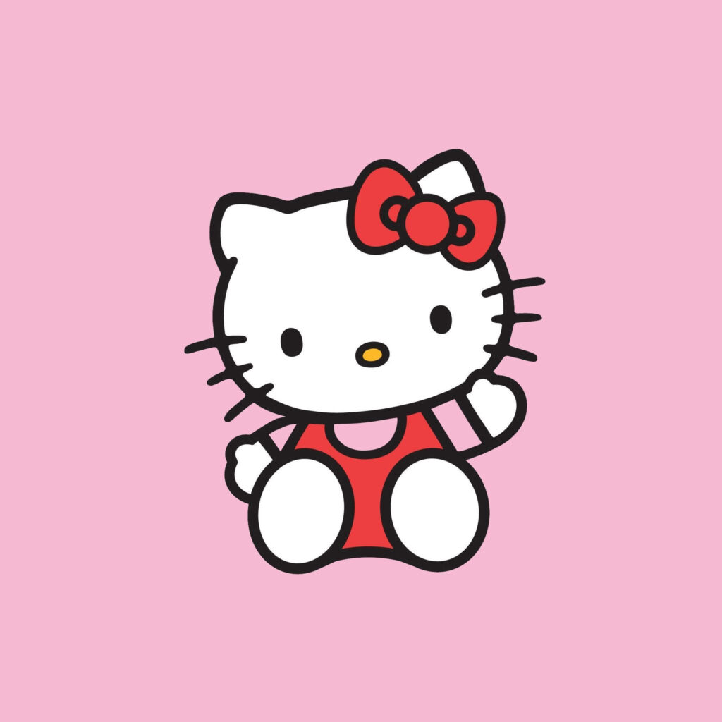 Classic Hello Kitty Wallpaper on Soft Pink - Vintage Playful Design