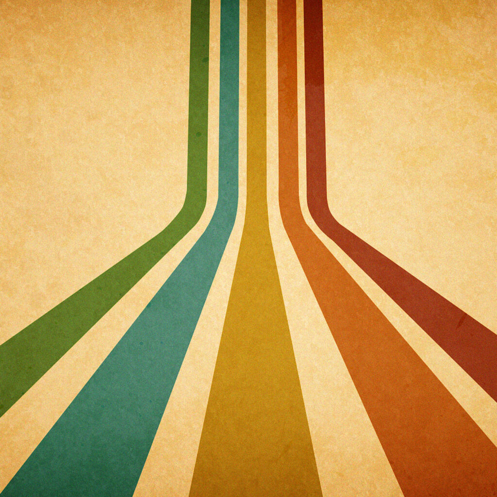 Retro Striped Wallpaper in Bold Colors on Beige Background