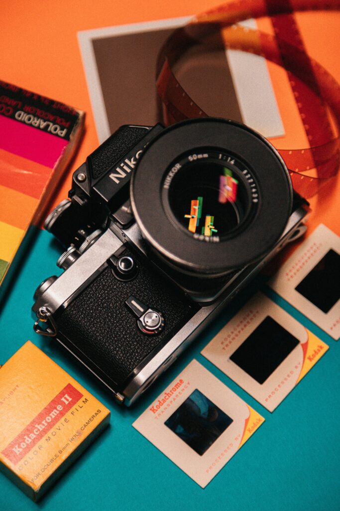 Vintage Wallpaper: Nikon Camera & Kodak Slides for Retro Aesthetics