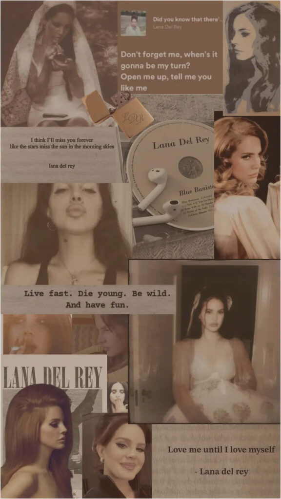 Vintage Lana Del Rey Collage Wallpaper: Iconic Aesthetic Background
