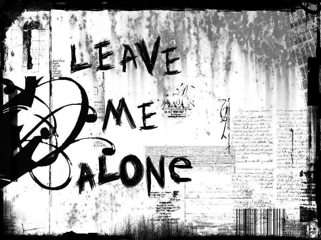 Vintage Letters Exclaiming Emo-Rebellion on a Black and White Leave Me Alone Backdrop Wallpaper