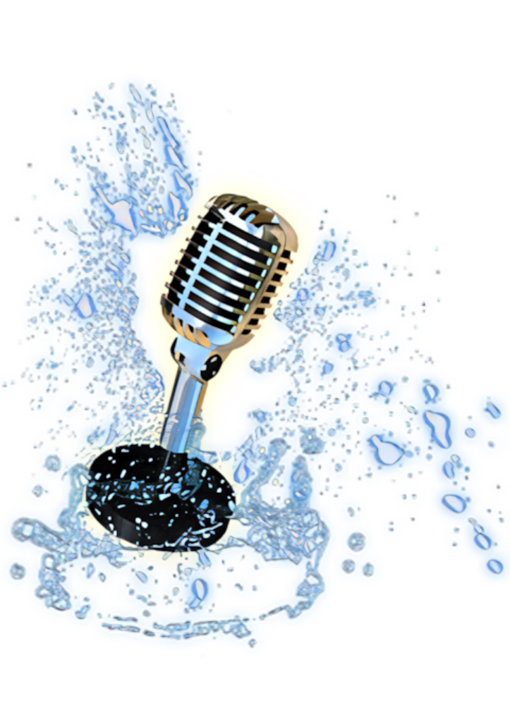 Vintage Microphone Wallpaper: Dynamic Water Splashes Background