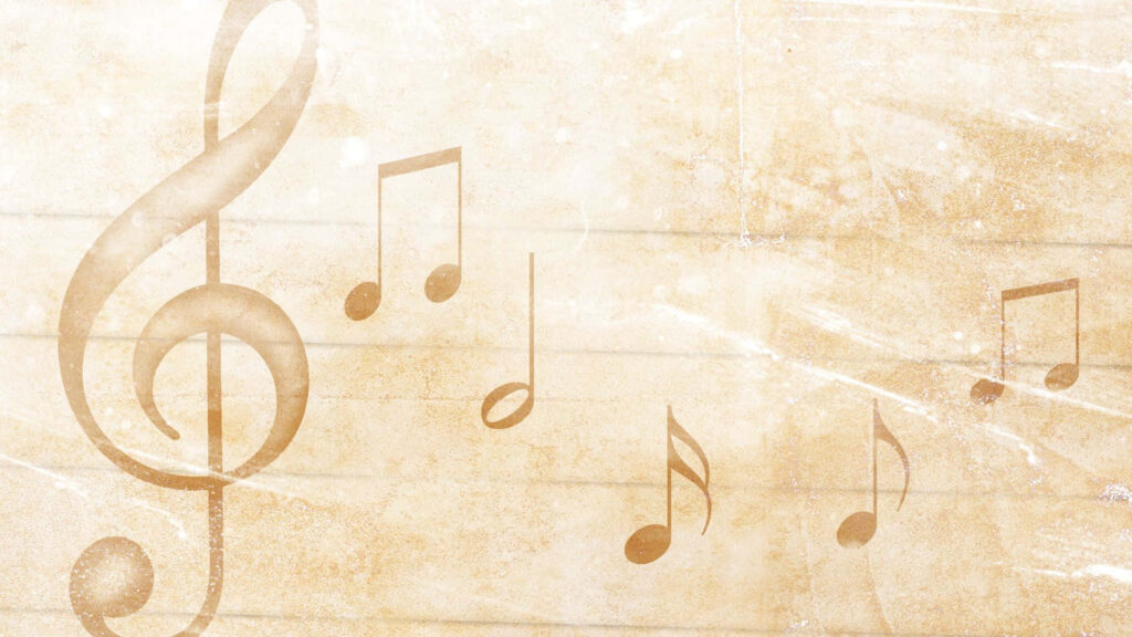 Vintage Music Aesthetic Wallpaper: Musical Notes & Treble Clef Design