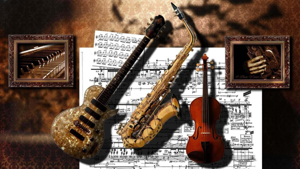 Vintage Musical Instruments Wallpaper for Music Lovers
