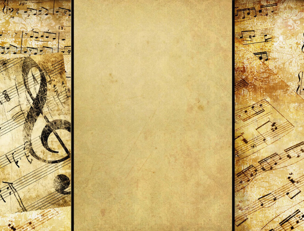 Vintage Music Wallpaper: Rustic Notes & Sheet Music Design Background