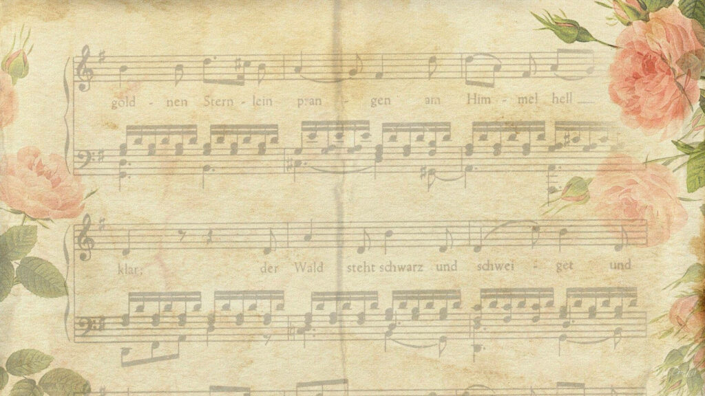 Peculiar Vintage Harmony: Musical Alphabet and Floral Accent Embossed on Retro Paper Wallpaper