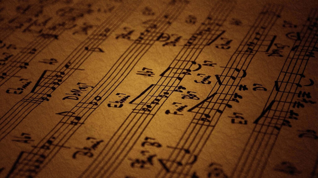 Vintage Musical Notation Wallpaper: Elegant Classical Charm