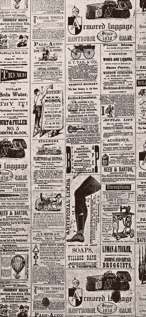 Vintage Newspaper Ads Collage Wallpaper - Nostalgic Monochrome Background