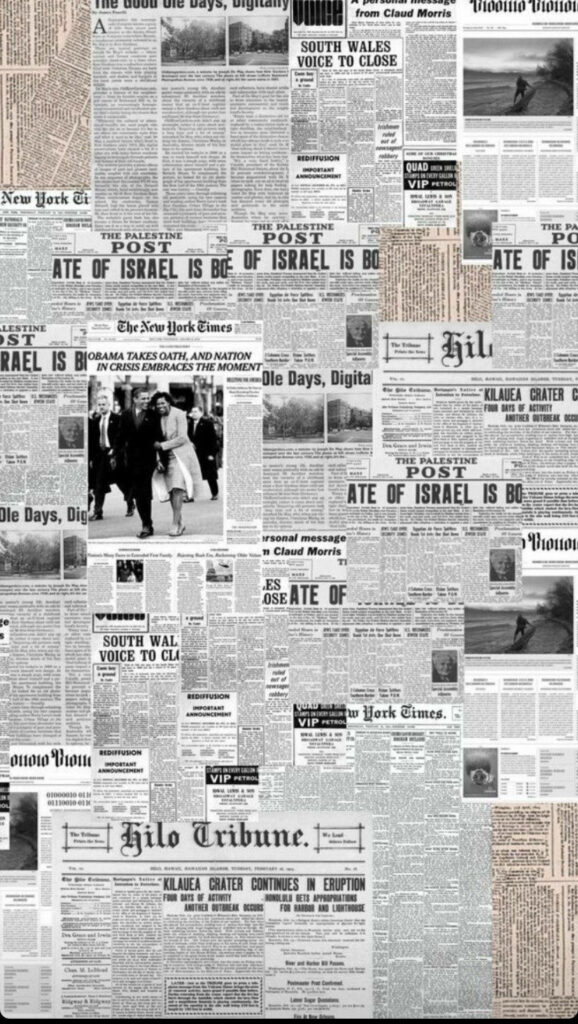 Vintage Newspaper Wallpaper: Eclectic Collage of Historical Headlines