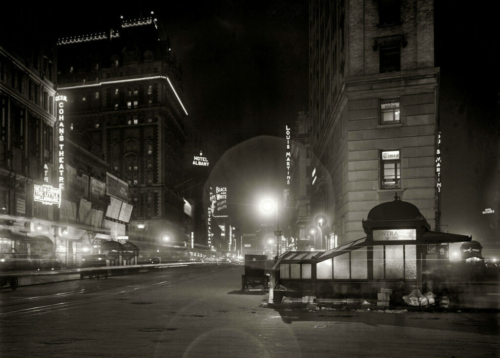 Nostalgic Black and White Wallpaper of Old Broadway, NYC