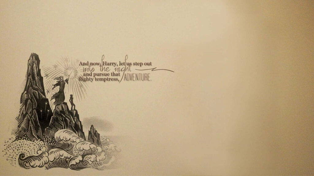 Vintage Parchment Wallpaper with Mountain Quote: Adventure Awaits