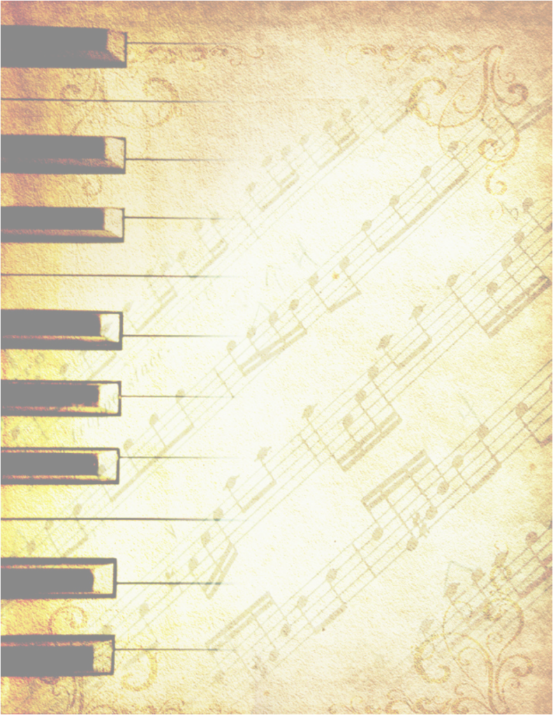 Vintage Piano Keyboard Wallpaper with Faded Sheet Music Background