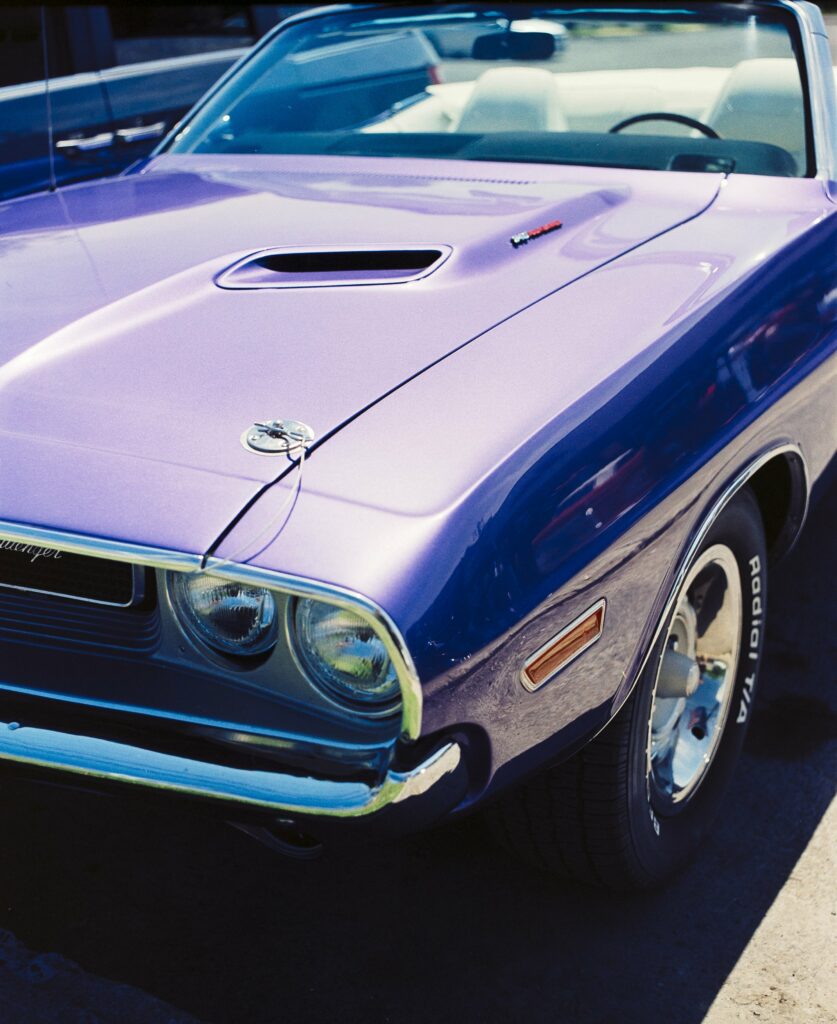 Stunning Purple Convertible Car Wallpaper - Vintage Charm & Style