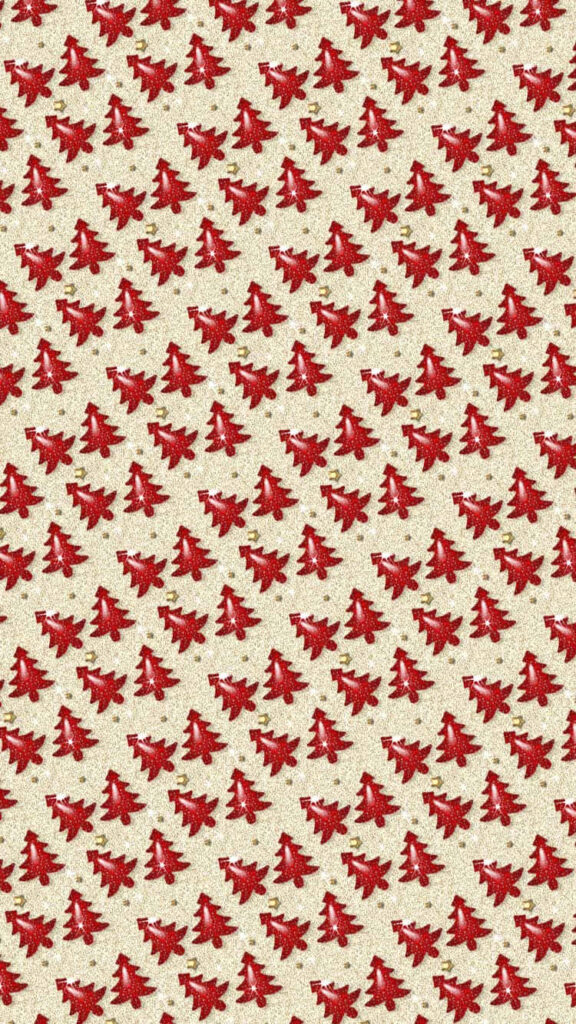 Vintage Red Christmas Tree Wallpaper on Beige Background